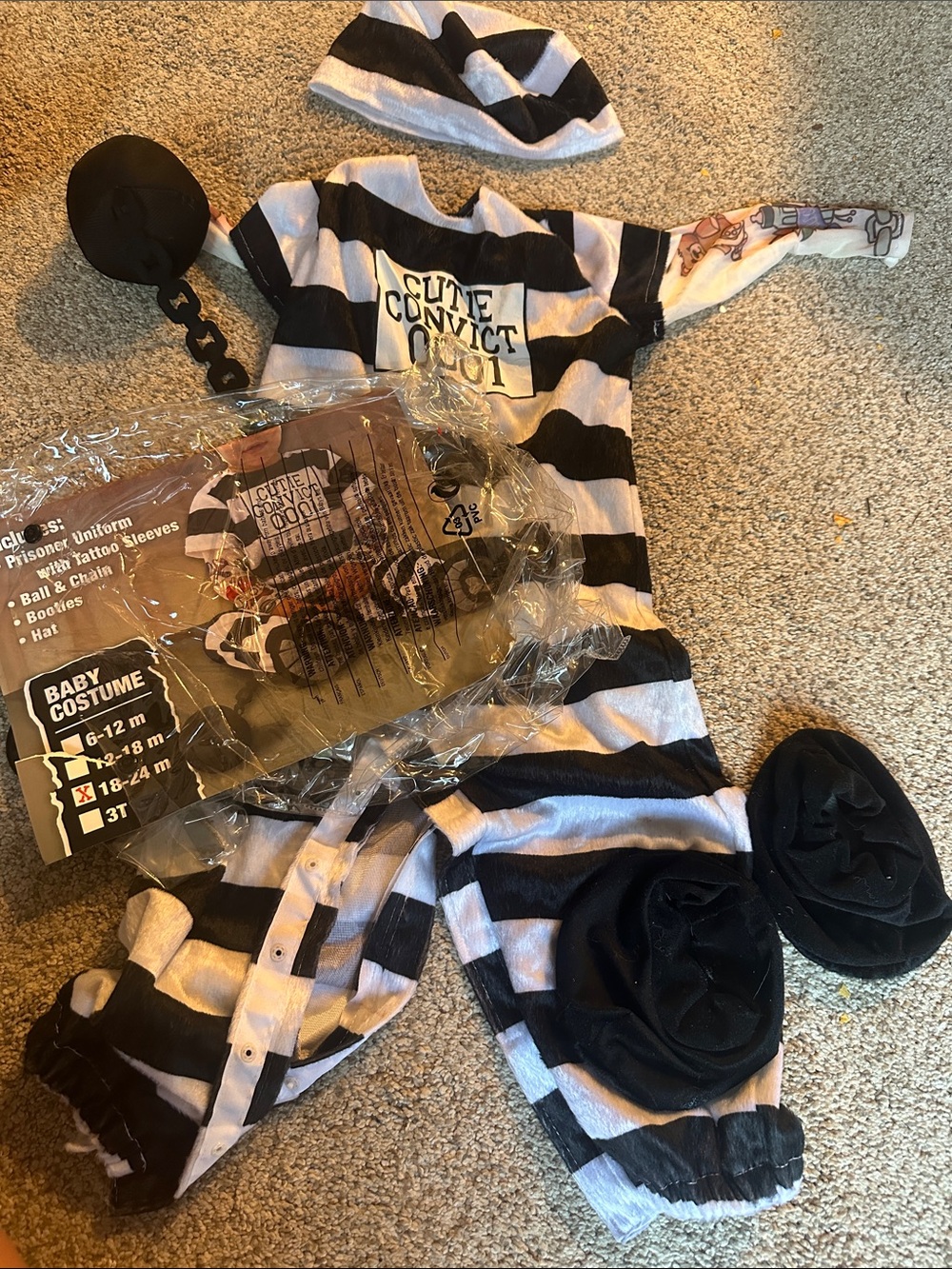 Striped Black & White 'Cute Convict' Kids Costume